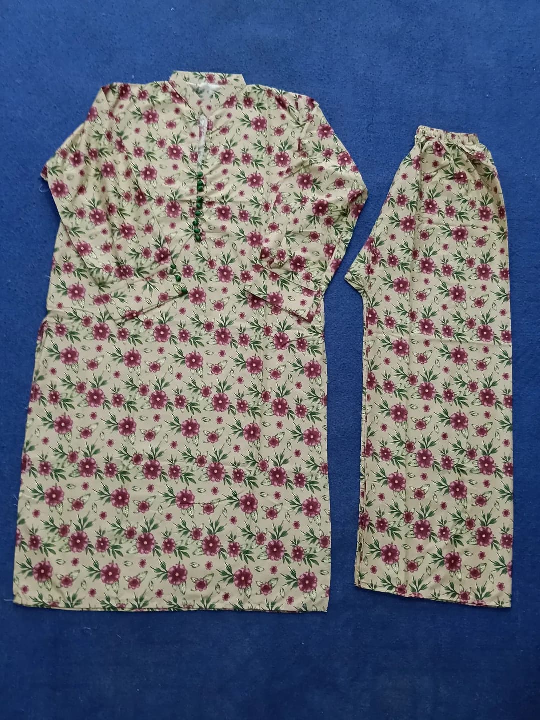 2 Pcs Women's Stitched Cotton Printed Shirt And Trouser