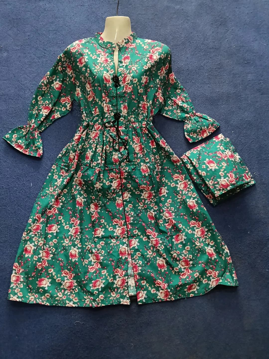 2 Pcs Women's Stitched poly Cotton Printed Frock And Trouser