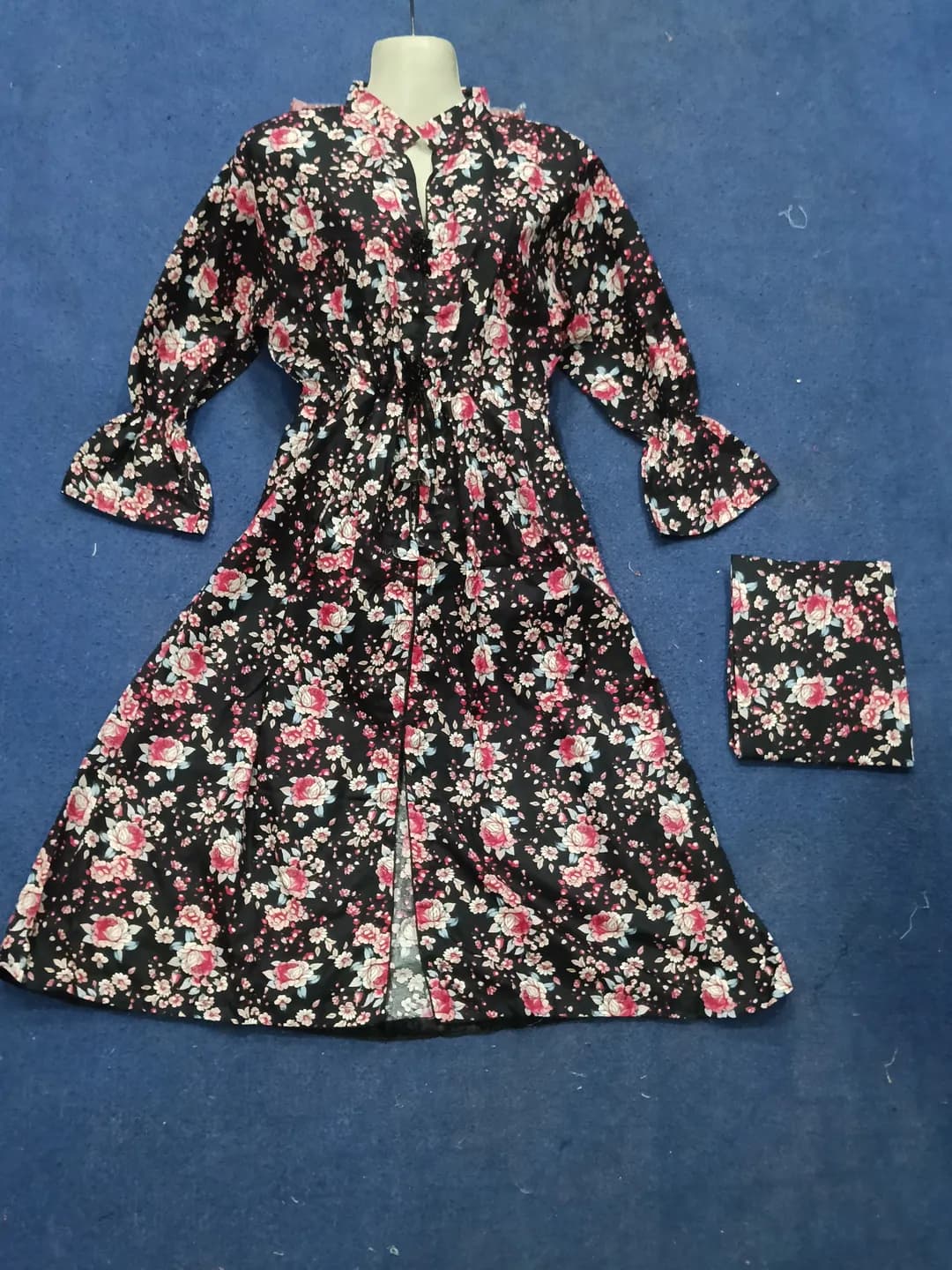 2 Pcs Women's Stitched poly Cotton Printed Frock And Trouser