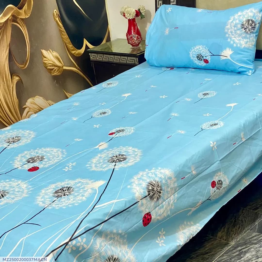 4 Pcs Cotton Printed Single Bedsheet