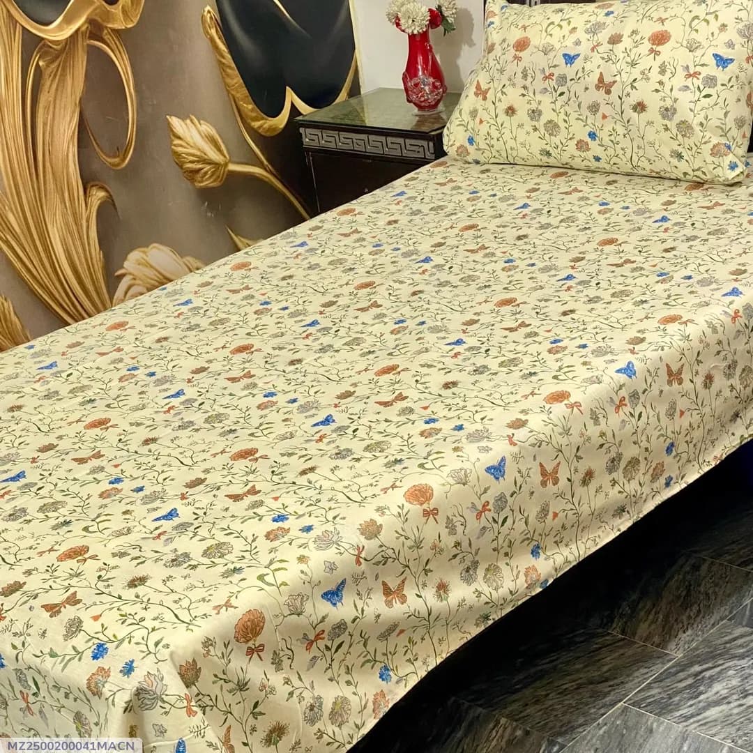 4 Pcs Cotton Printed Single Bedsheet