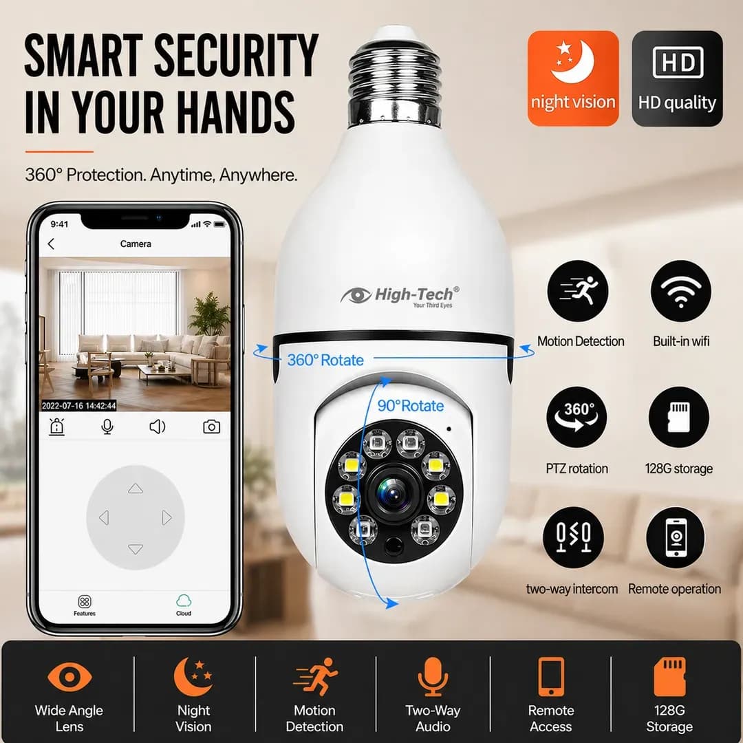 360° WiFi Security Camera with Night Vision & Remote Monitoring