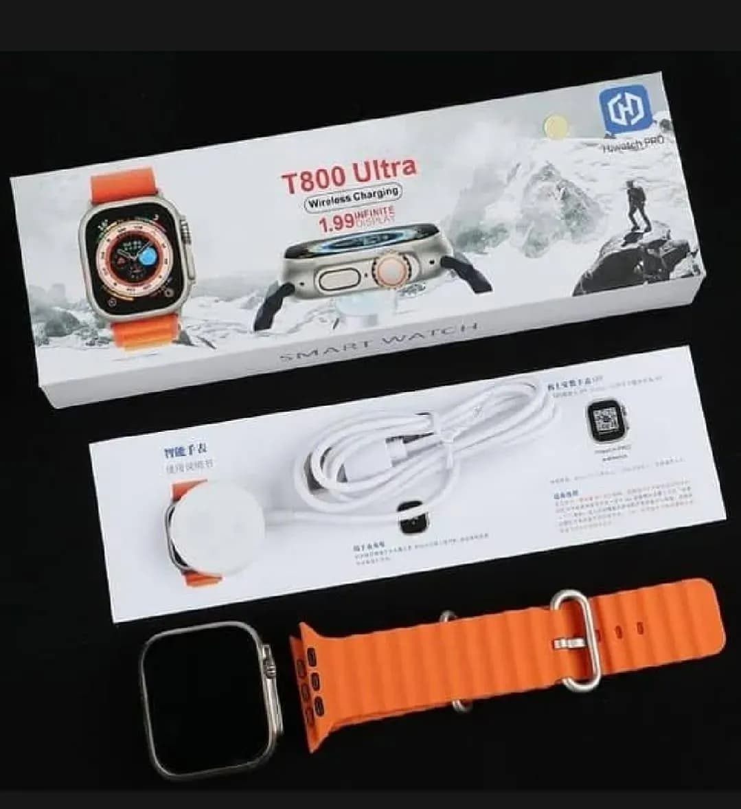 T800 Ultra Smart Watch Yellow Black HD Bluetooth Health Tracker