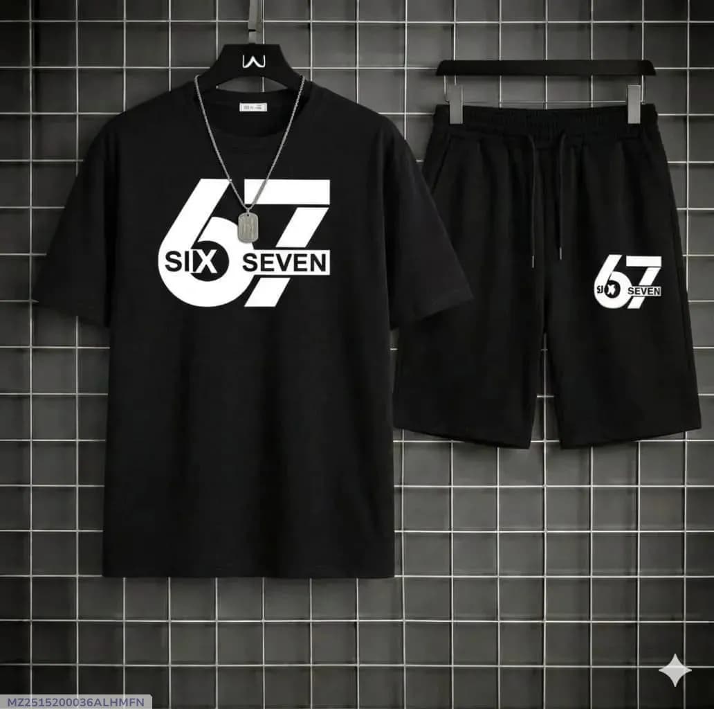Men Black Printed 2Pcs Track Suit