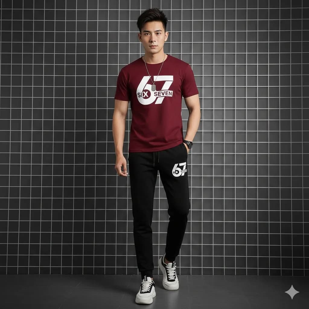 2 Pcs Men's Polyester Printed Track Suit