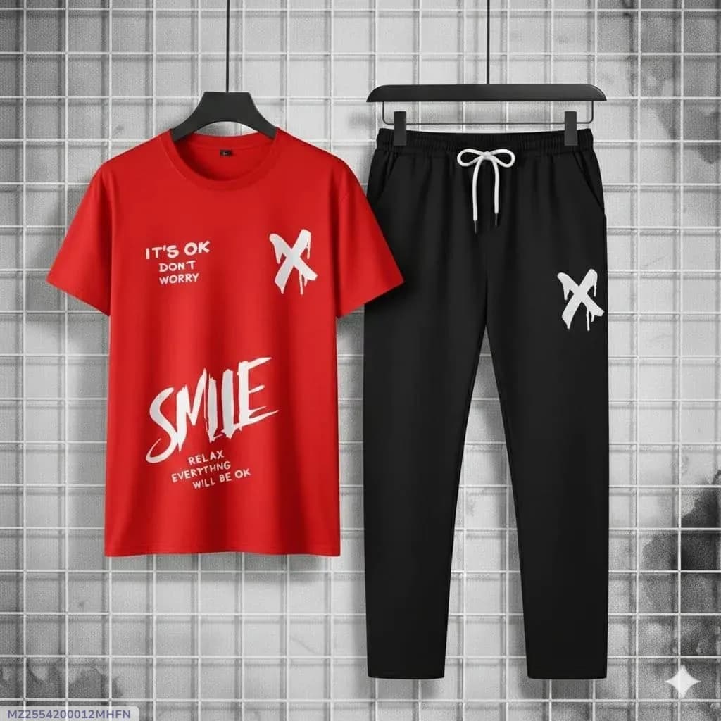 Men Printed Track Suit Red Black XL to XXL