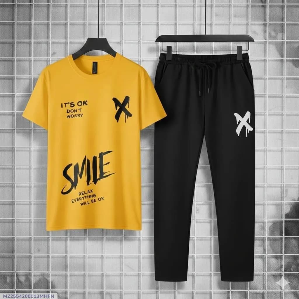 Men Printed Track Suit Yellow Black XL to XXL