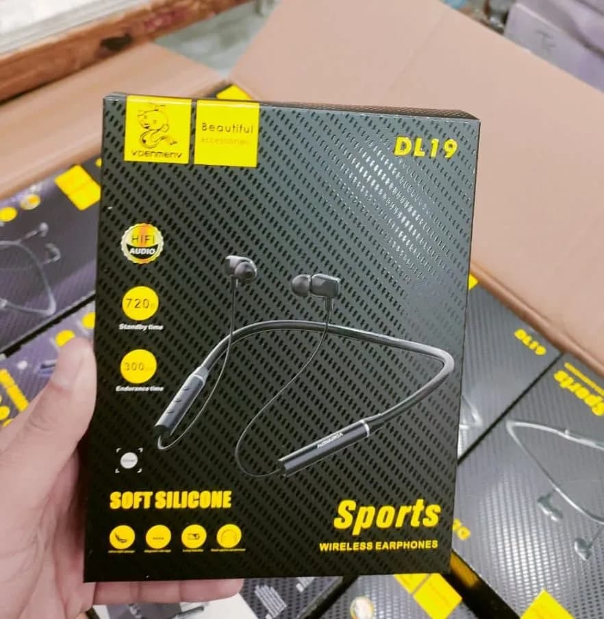 Black Wireless Neckband DL19 Sports Wireless Neckband Earphones