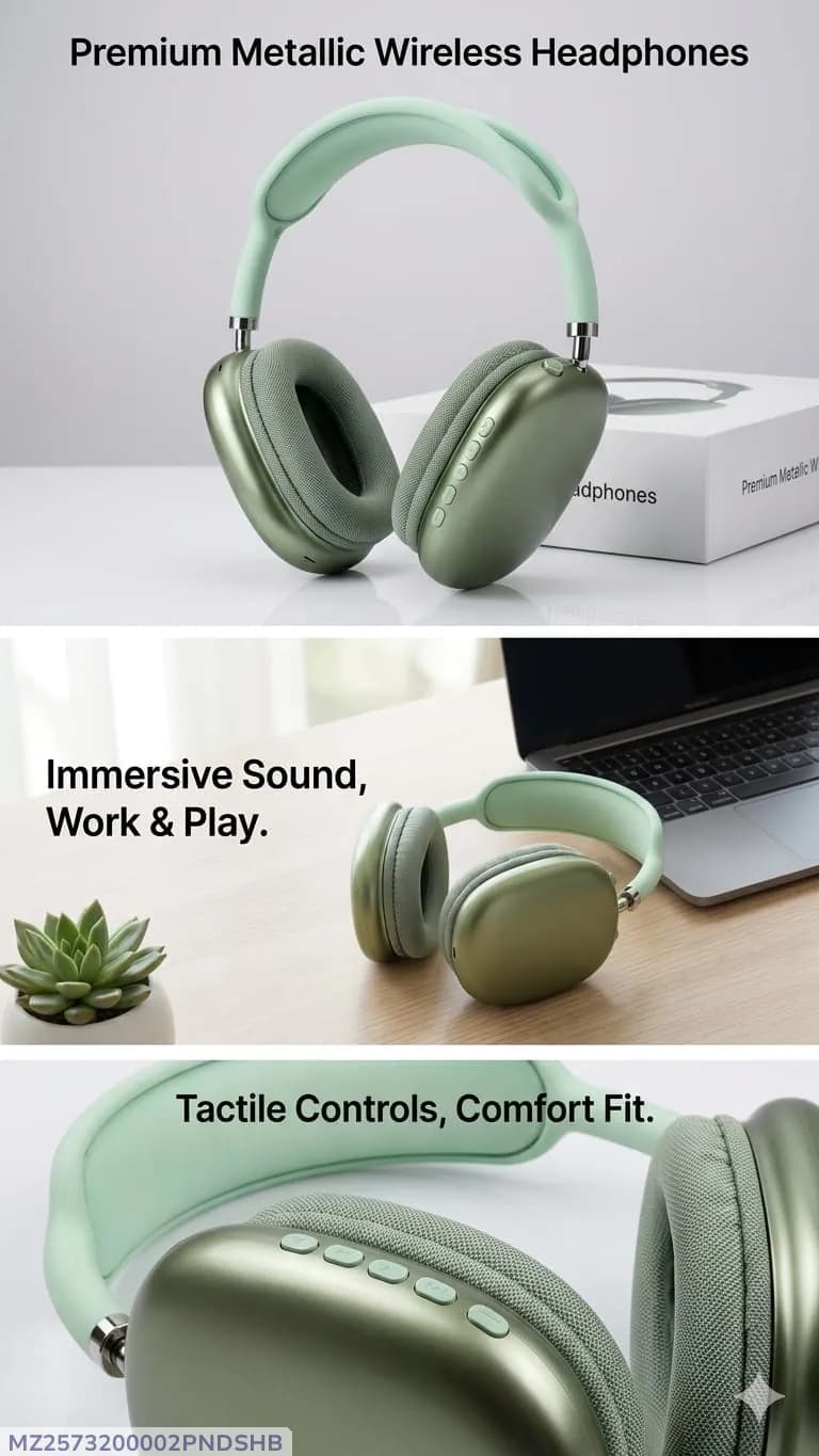Green Bluetooth Headphones 5.3 | Long-Lasting Battery & Super Bass