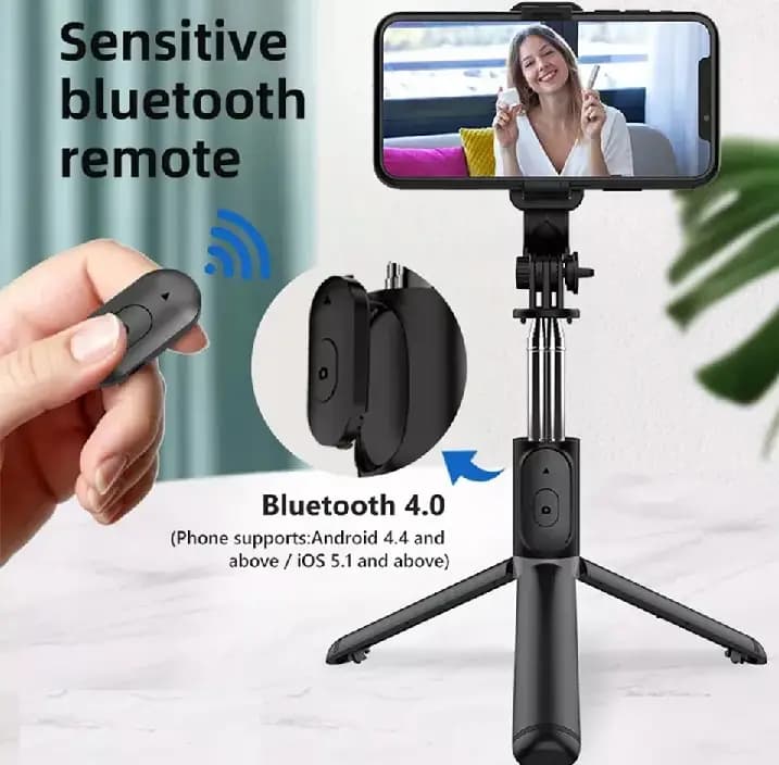 4 In 1 Selfie Stick Stick Tripod With Bluetooth Remote Connection