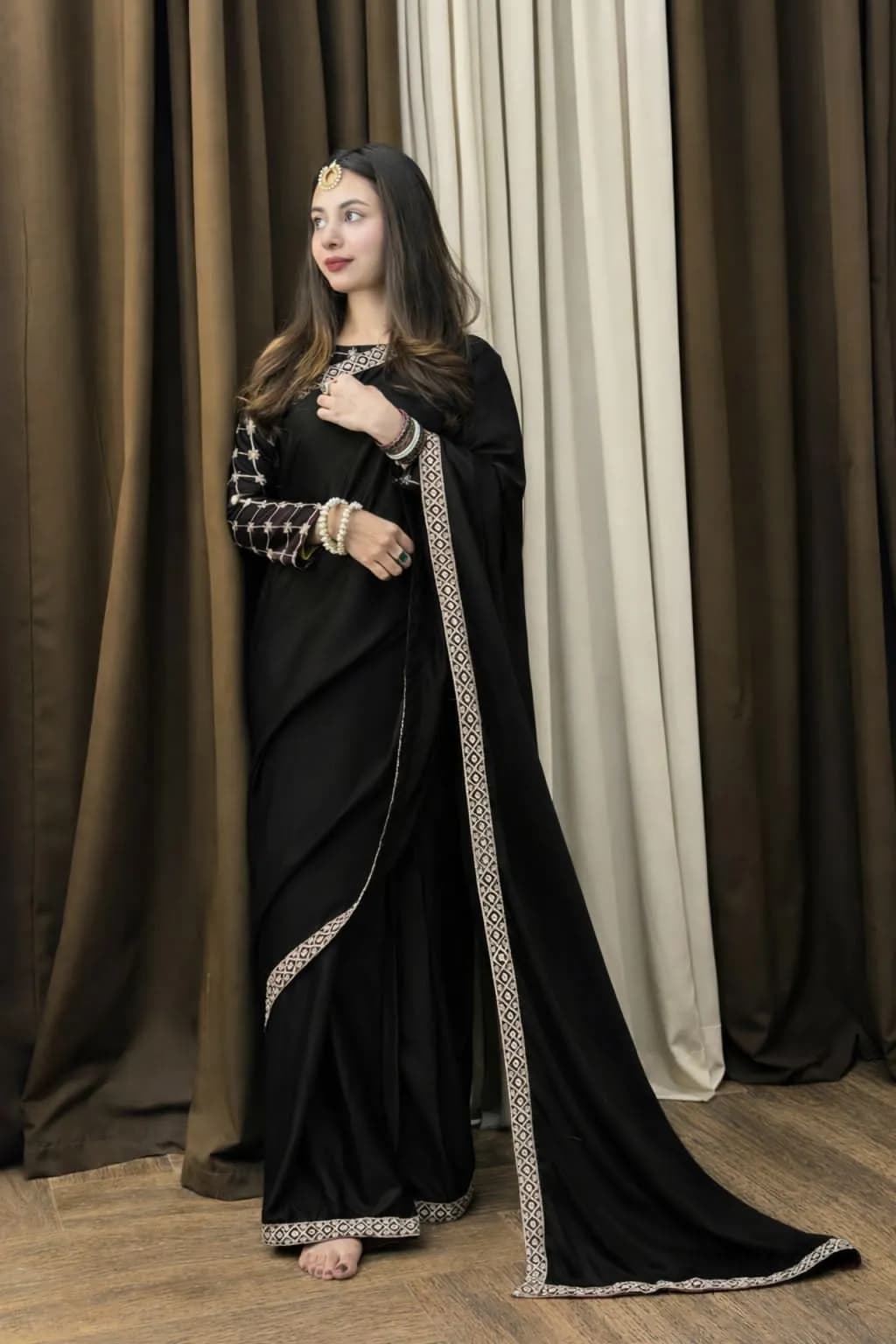 2 Pcs Women's Stitched Shamoz Silk Embroidered Maxi Suit