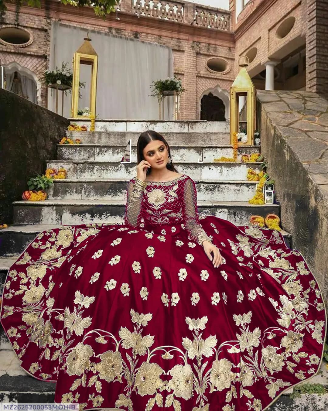 2 Pcs Women's Stitched Shamoz Silk Embroidered Maxi Suit