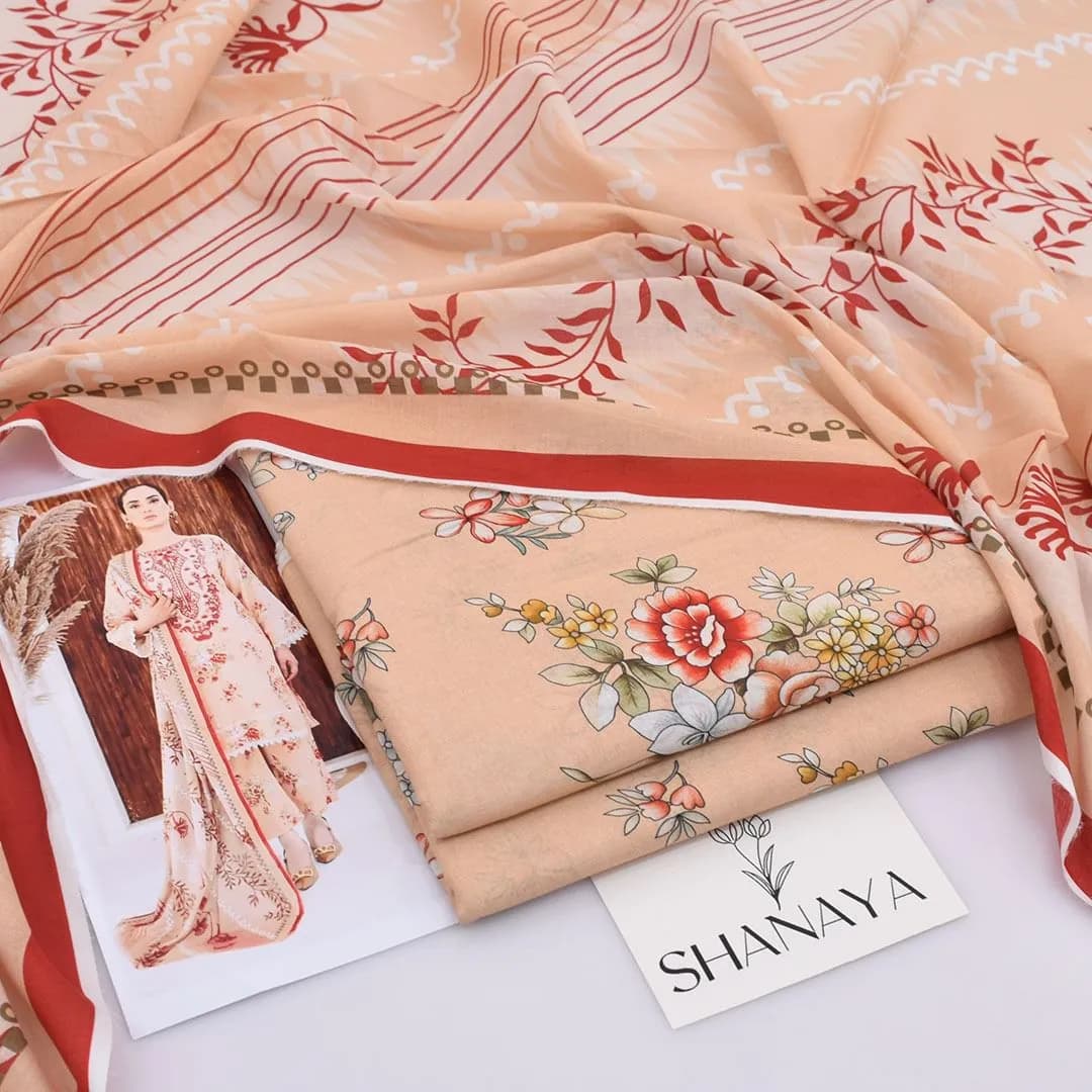 3 Pcs Women's Unstitched Digital Print Suit