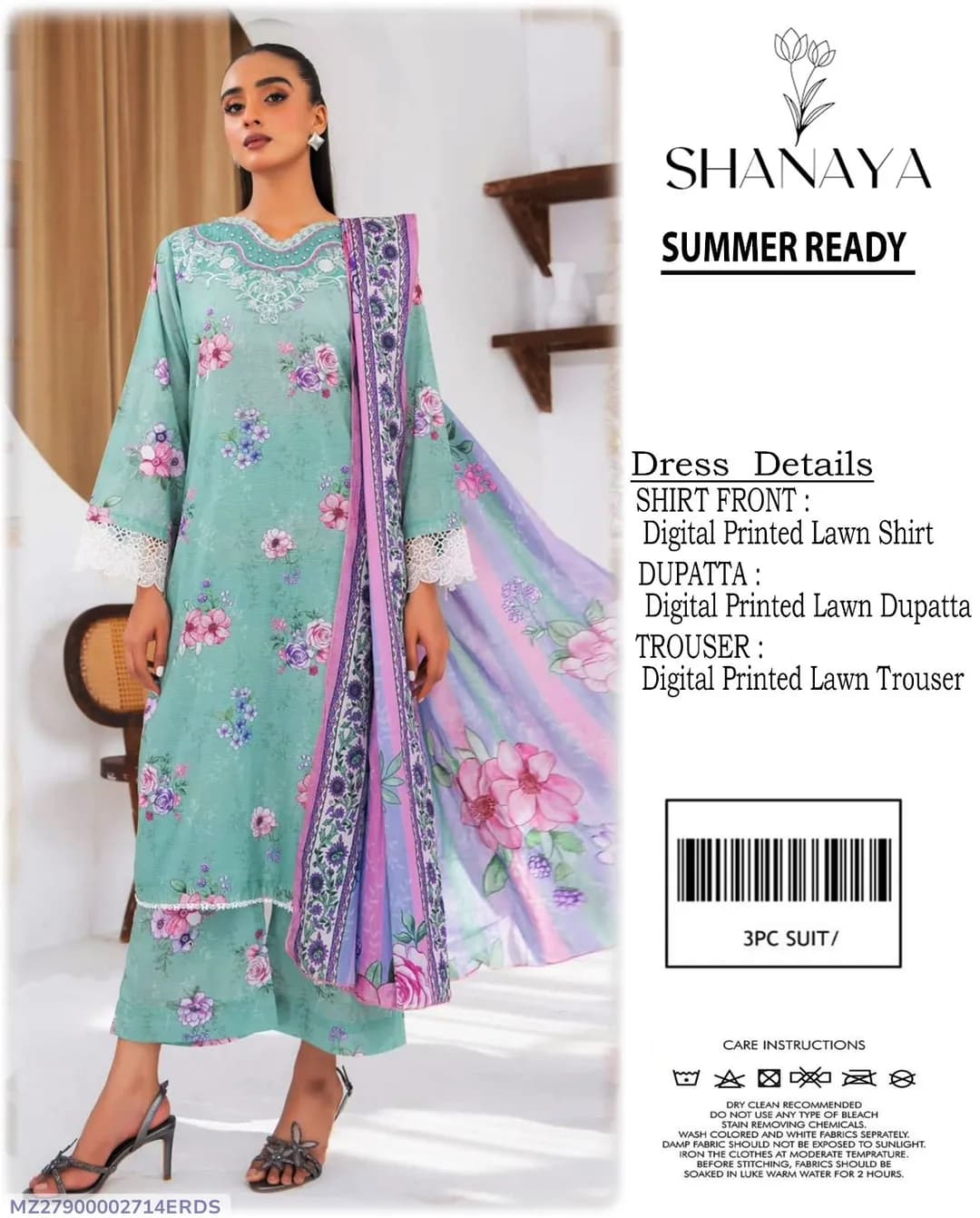 3 Pcs Women's Unstitched Digital Print Suit