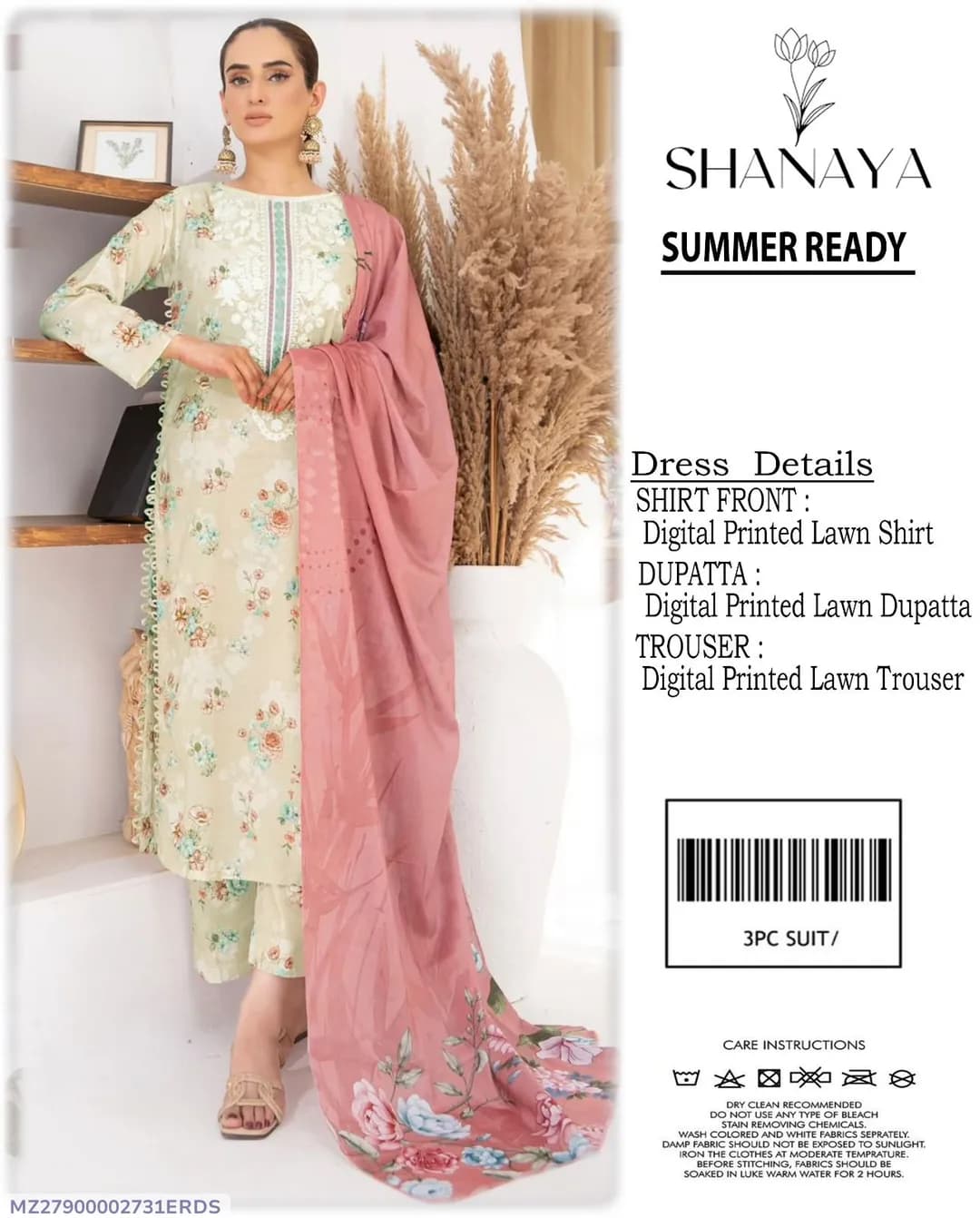 3 Pcs Women's Unstitched Digital Print Suit