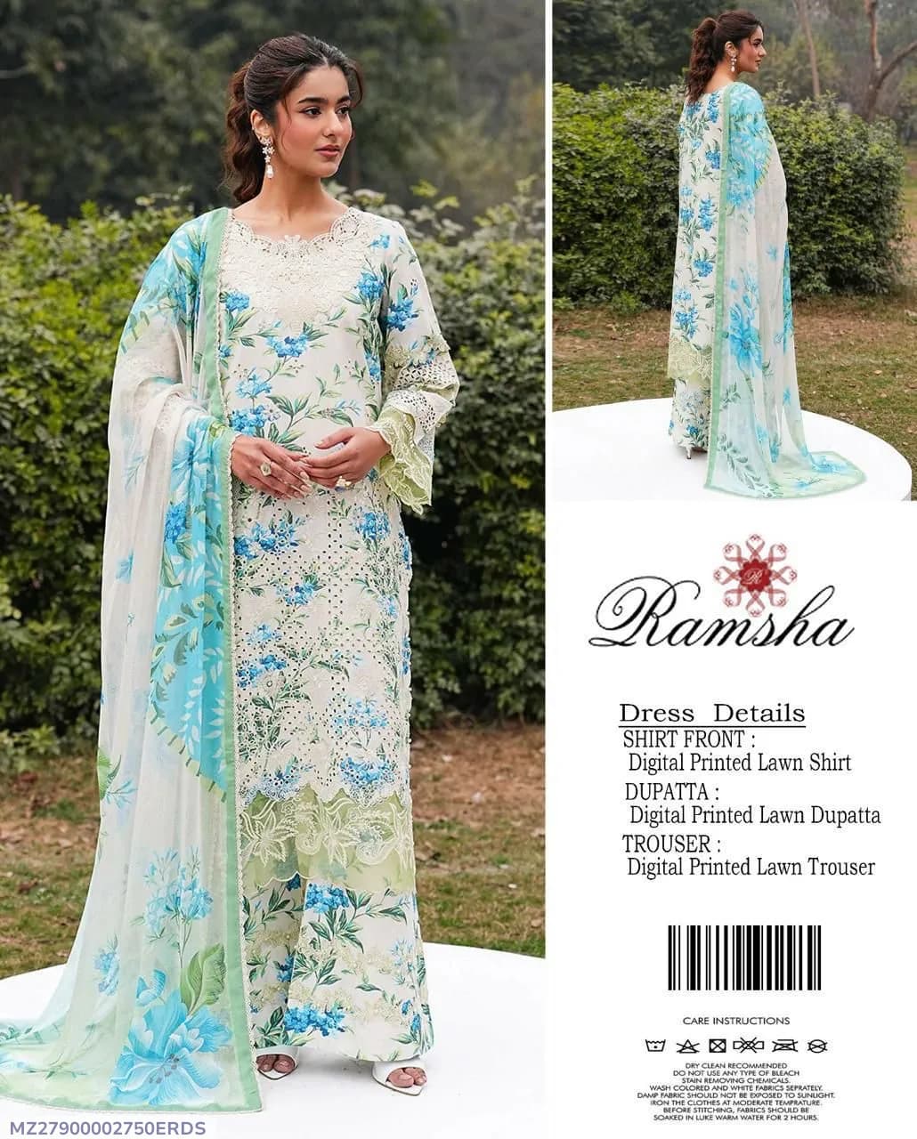 3 Pcs Women's Unstitched Digital Print Suit