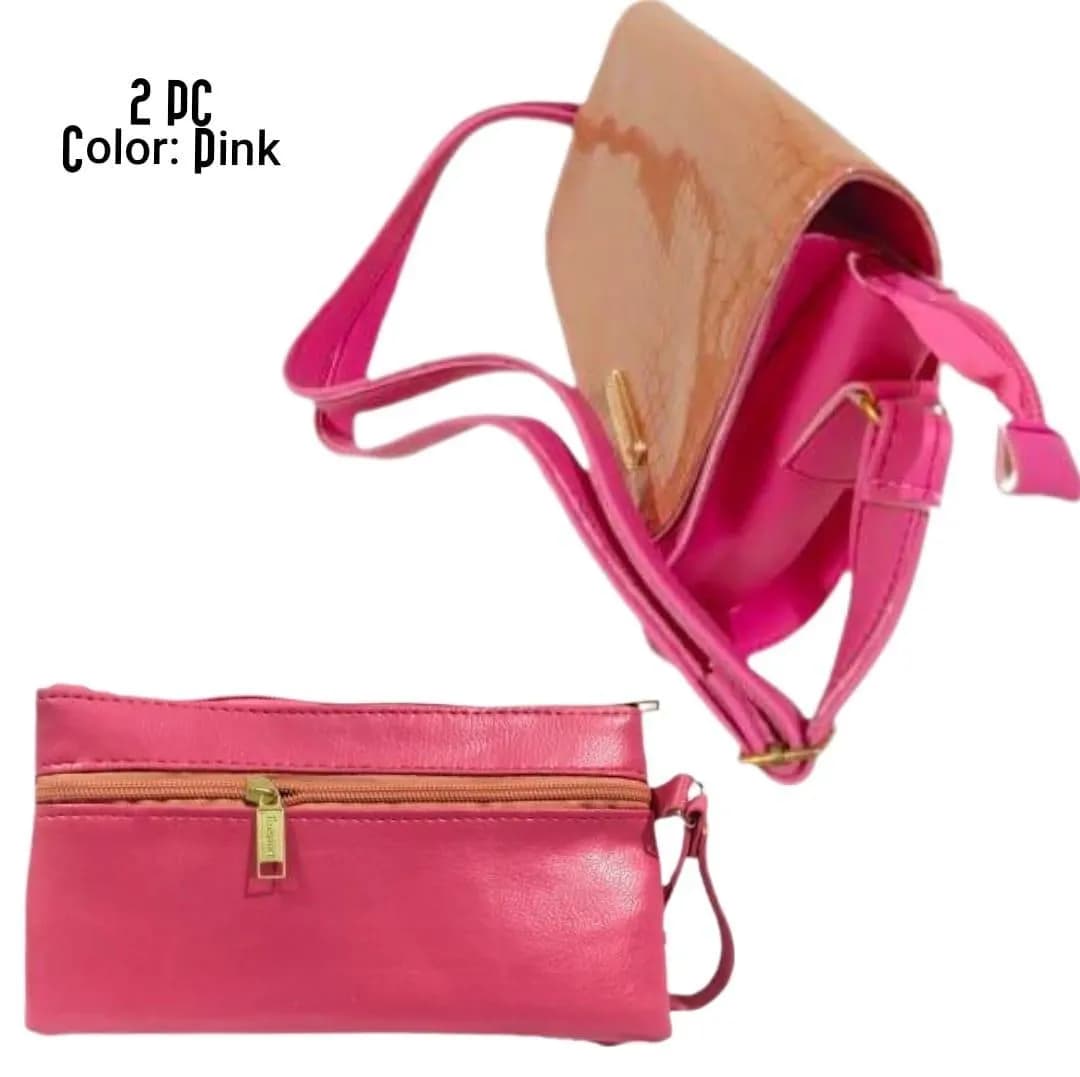 Pink Croc Crossbody Bag & Mobile Pouch Set