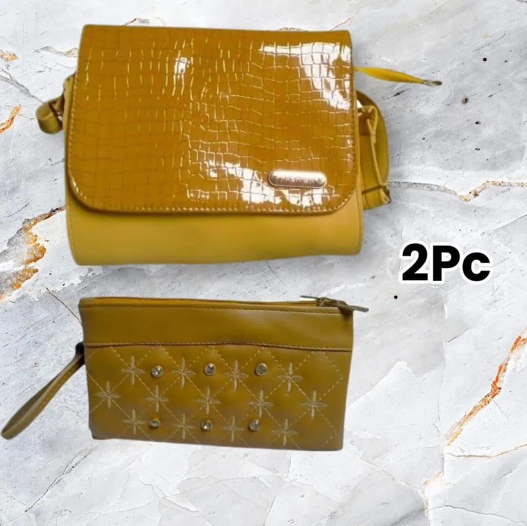 Yellow Croc Print 2Pc Crossbody & Mini Pouch Set