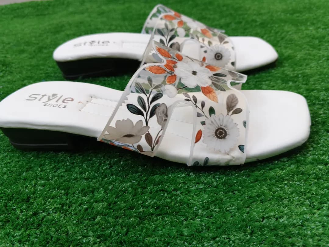 Women Floral Flat Sandals White Comfortable