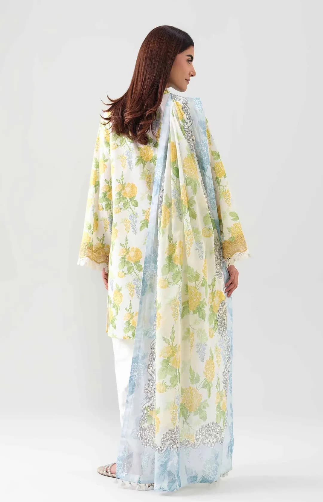 Off White Printed 3 Pcs Lawn Suit Set