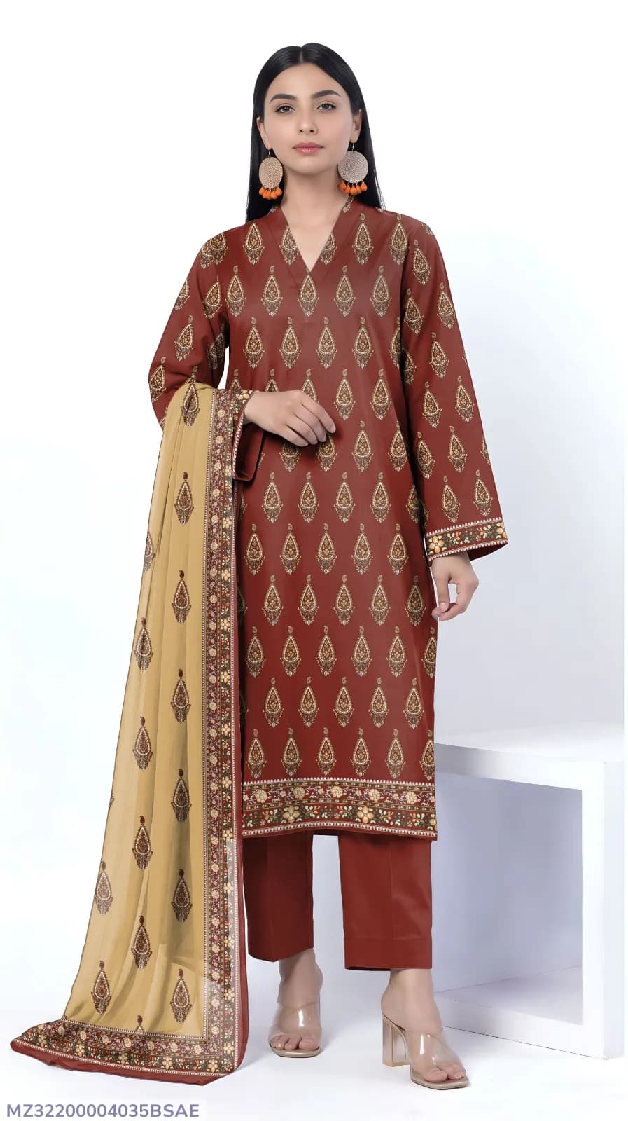 3 Pcs Women's Unstitched Printed Suit