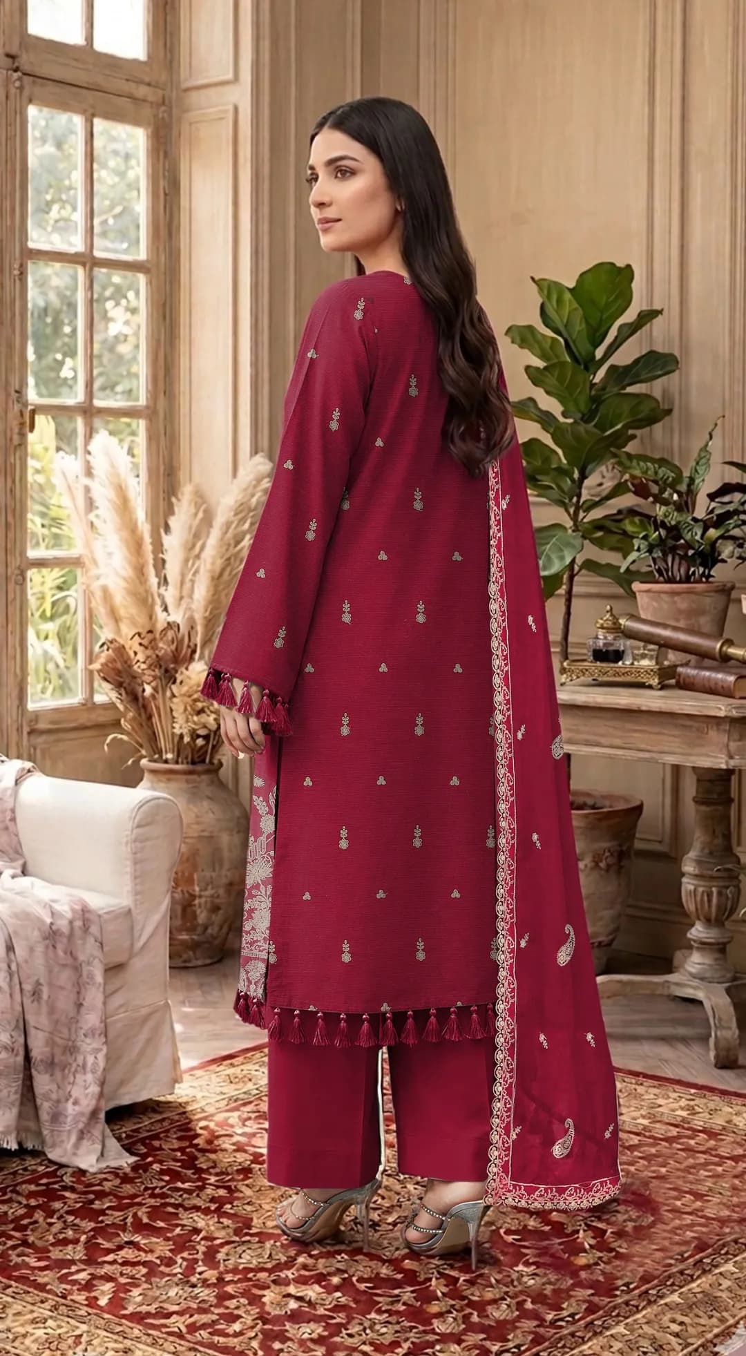 3 Pcs Women's Unstitched Embroidered Suit