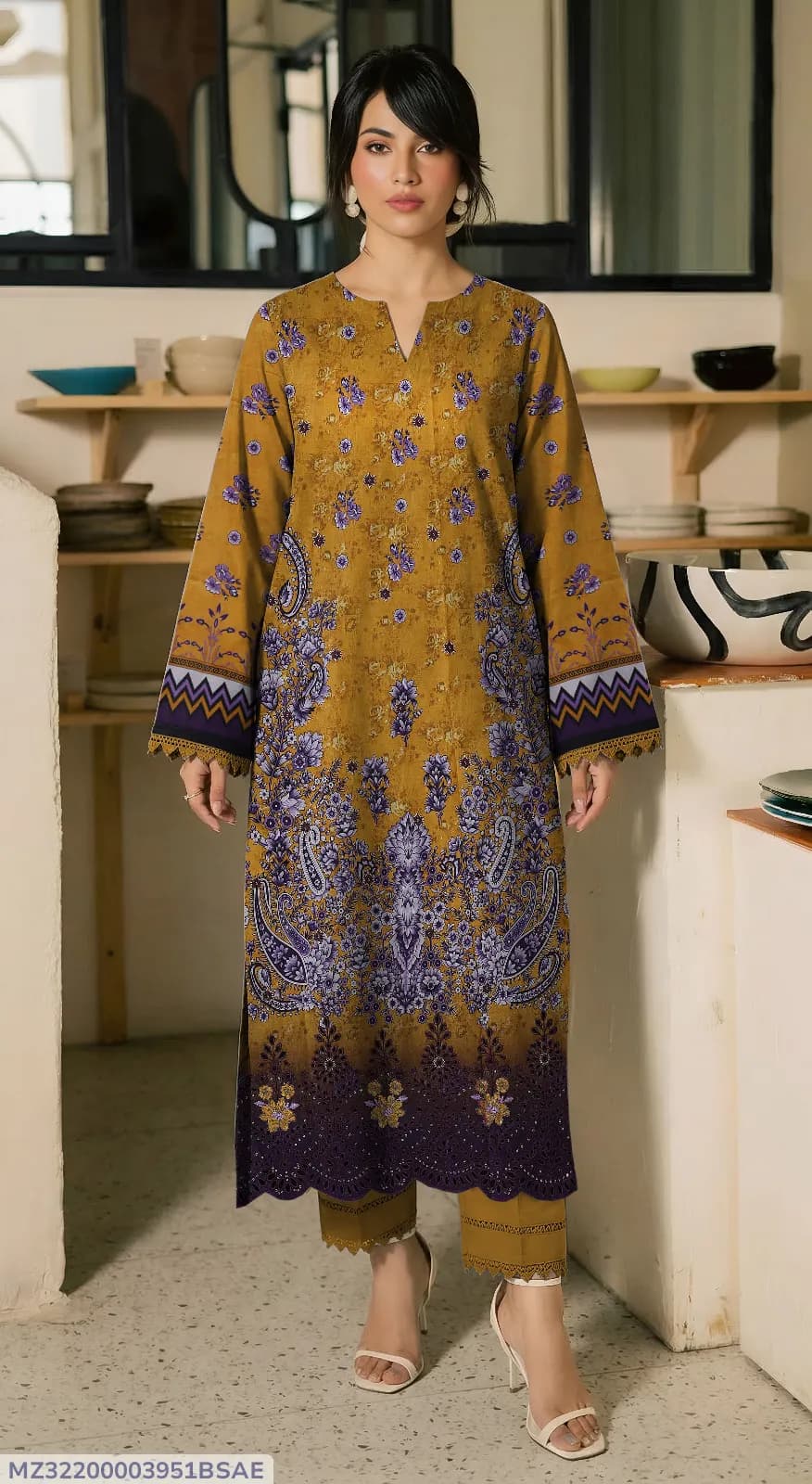 2 Pcs Women's Unstitched Embroidered Suit