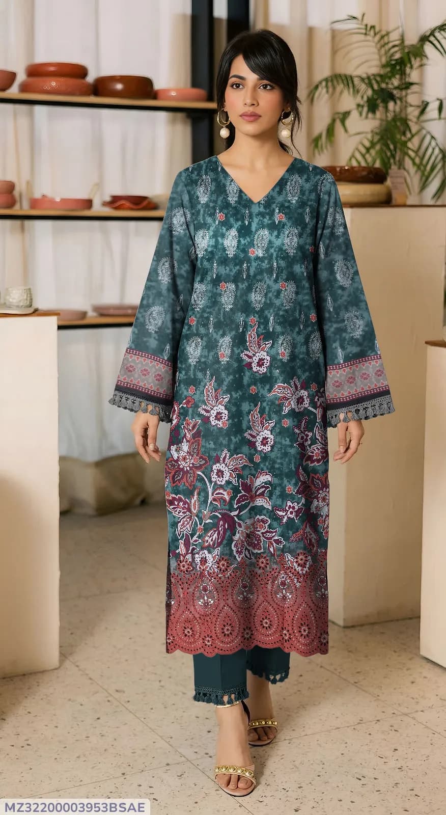 2 Pcs Women's Unstitched Embroidered Suit