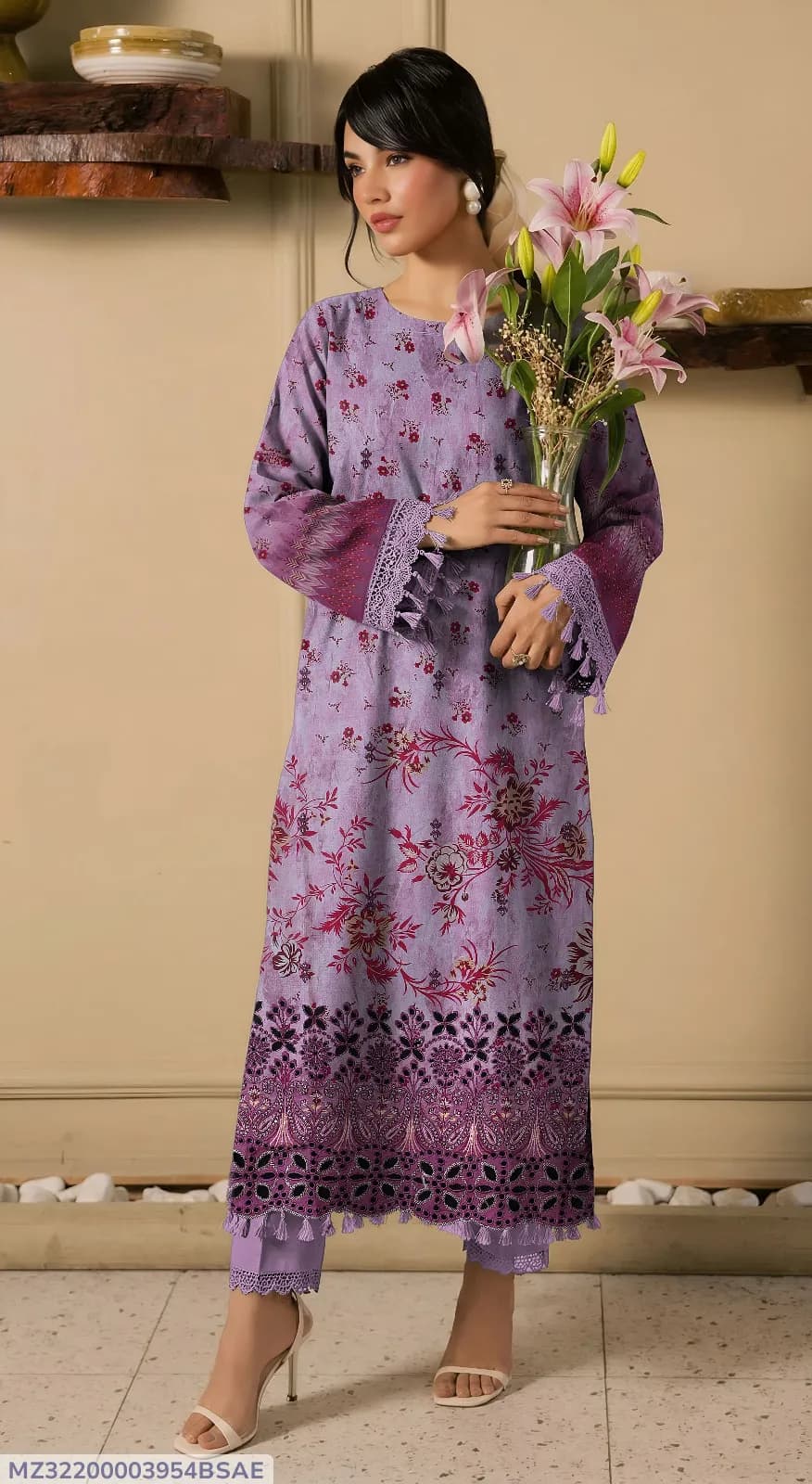 2 Pcs Women's Unstitched Embroidered Suit