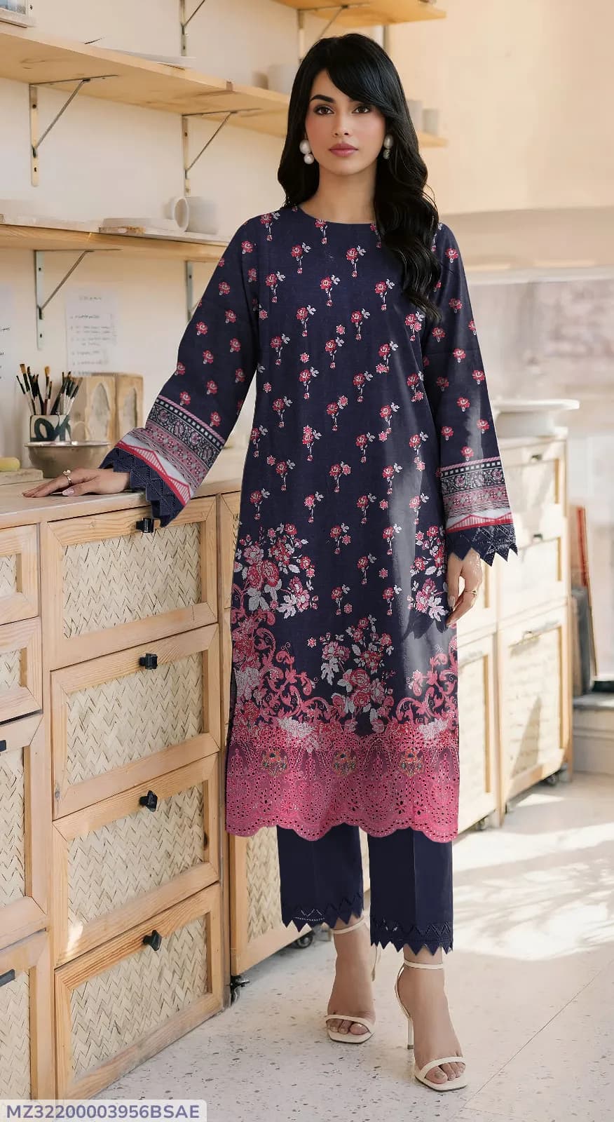 2 Pcs Women's Unstitched Embroidered Suit