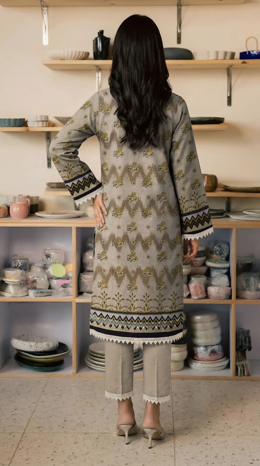 Women's Embroidered Lawn Suit Yellow Bakra Eid Party Wear