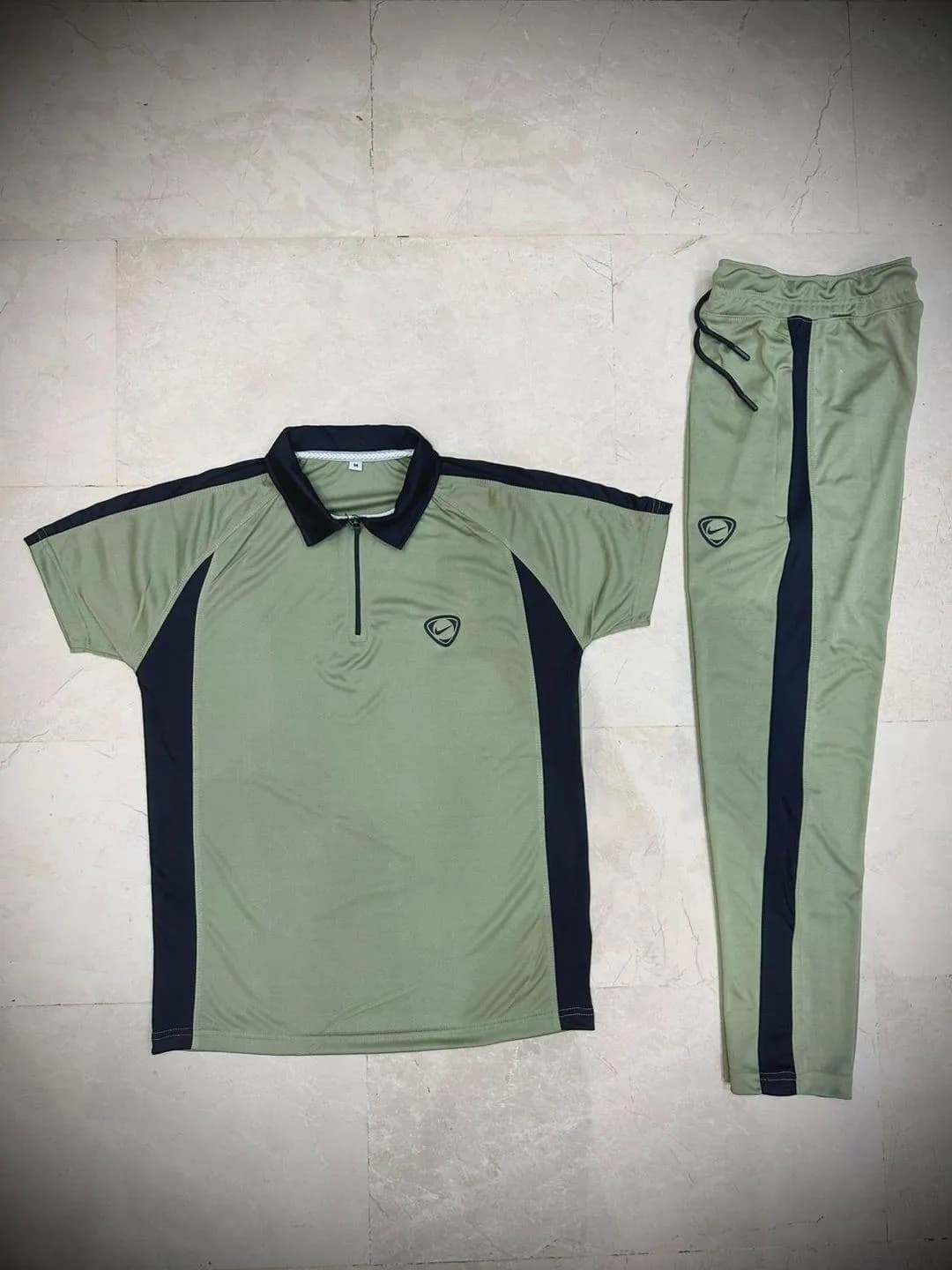 Men's Dri Fit Green Zipper Track Suit 2Pcs