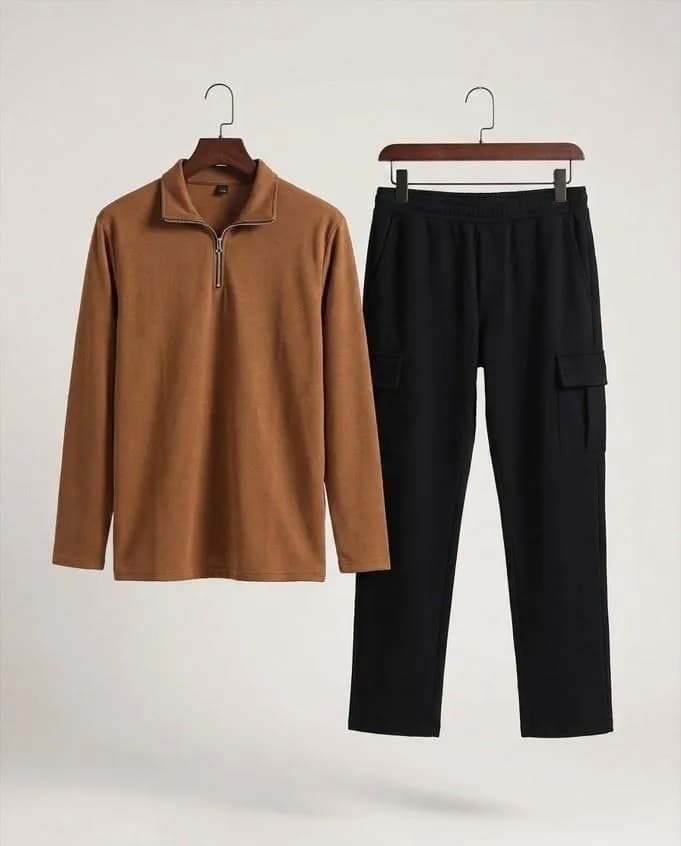 2 Pcs Men's Dri Fit Plain Zipper Track Suit