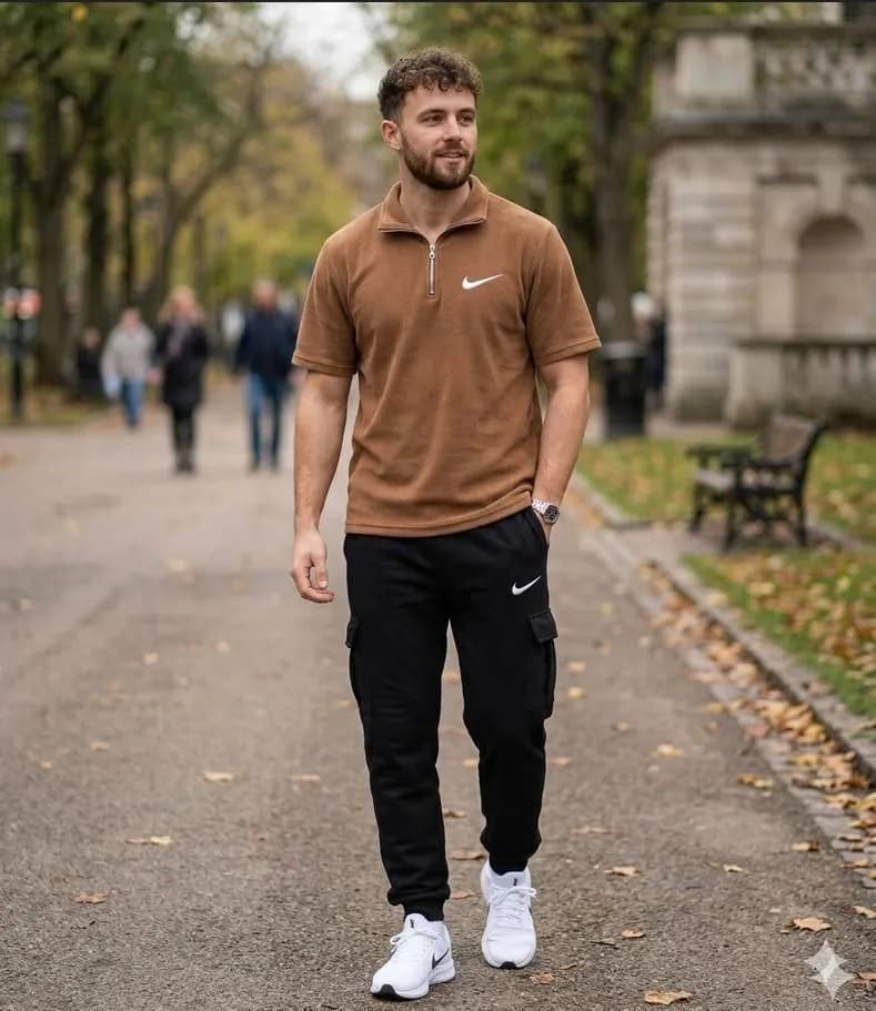 Men Brown Polo Track Suit with Nike Logo