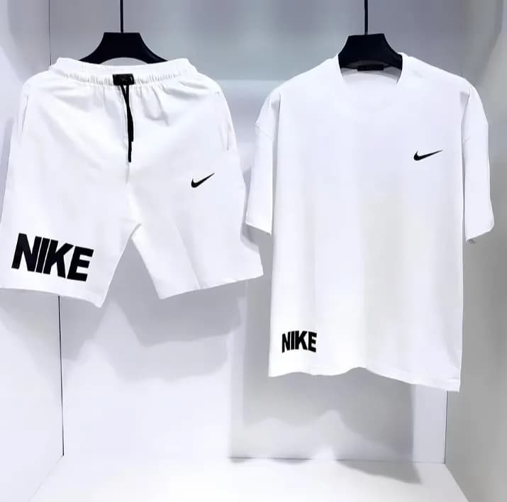 Men Dri Fit Printed Track Suit White 2 Pcs