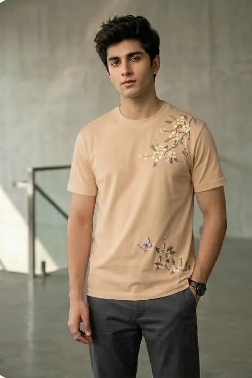1 Pc Men's Dri Fit Flower Printed T-Shirt