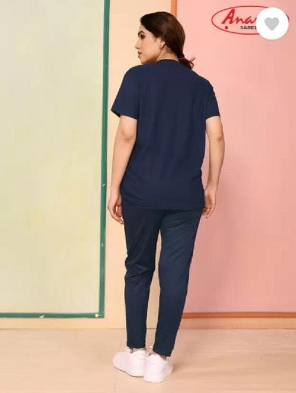 Women Blue Slim Fit Track Suit Set Medium to XL