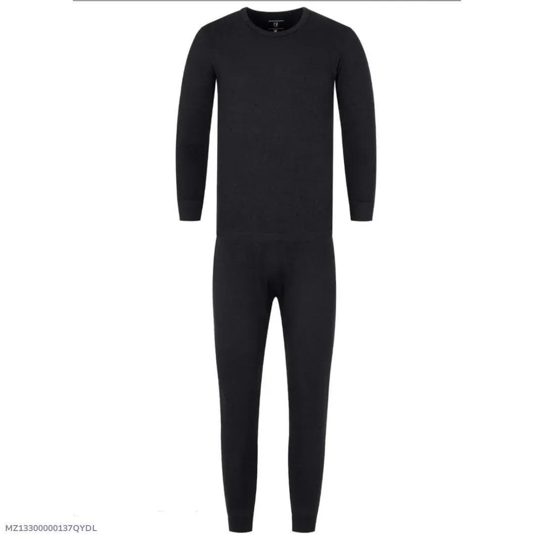 Men Black Wool Thermal Suit Lightweight Comfortable