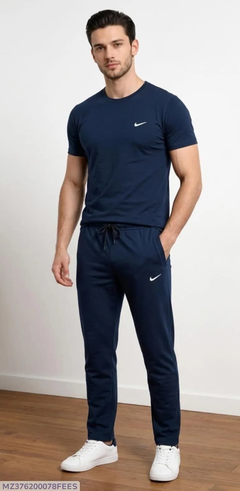 Men Navy Blue Nike Track Suit 2-Piece Set