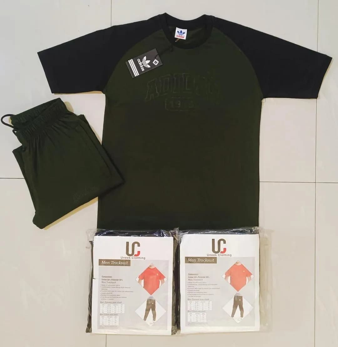 Men Green Blended Jersey Track Suit 2Pcs