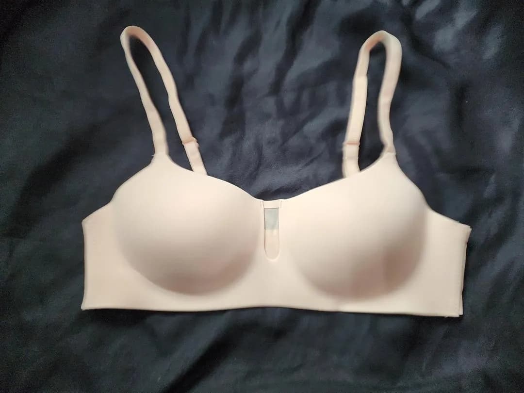 Seamless Padded Bra Beige Polyester Daily Wear