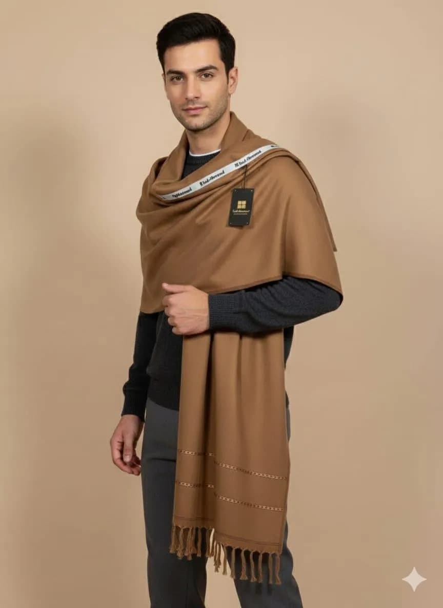 Men Wool Plain Shawl Mustard 3 Gazz Winter Bridal