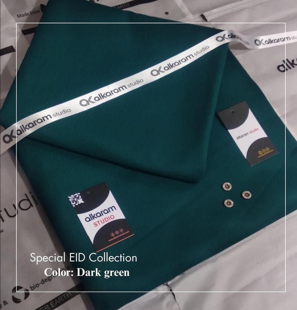 Dark Green Men's Wash & Wear Suit Eid Collection