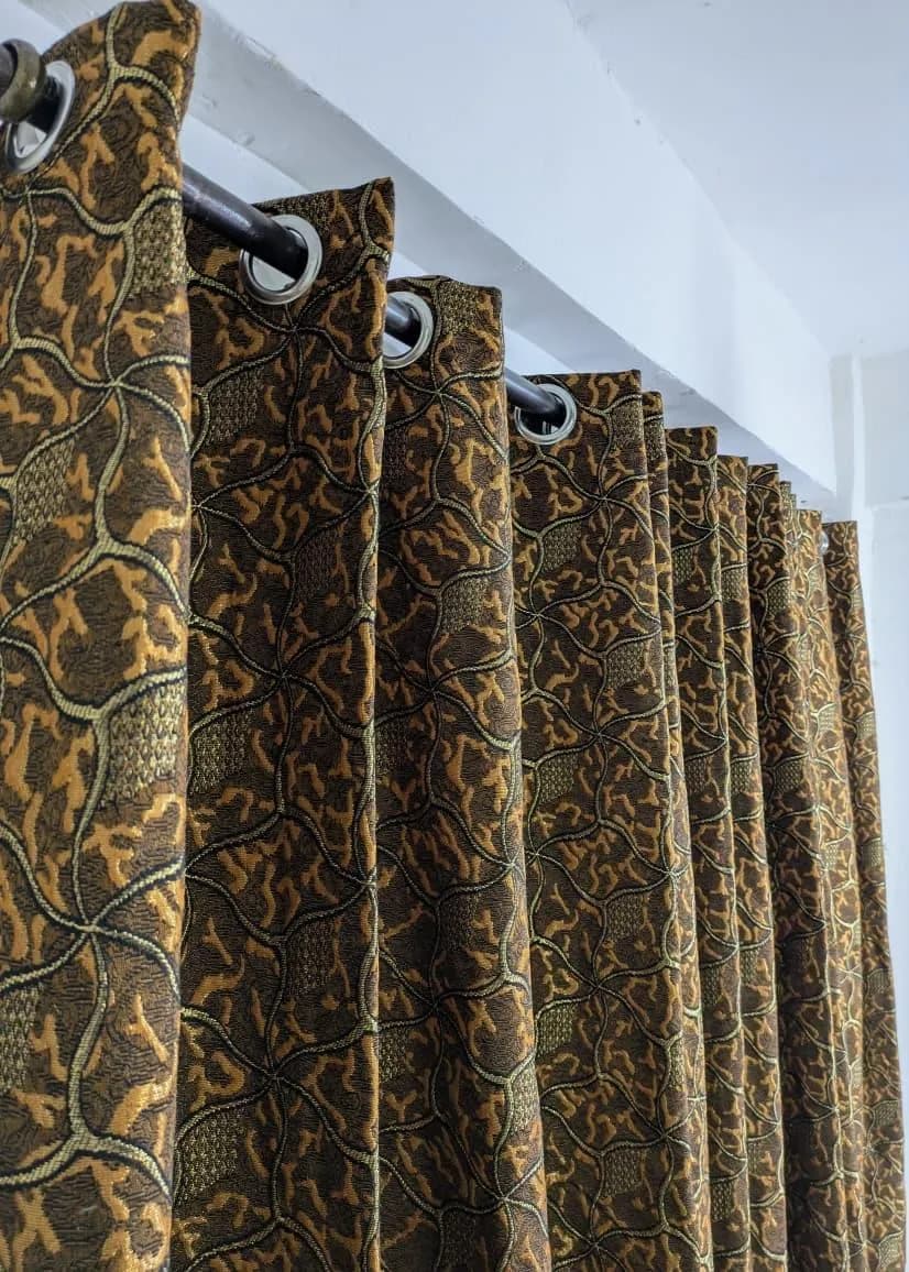 Golden Jacquard Printed Curtains 96" x 56"