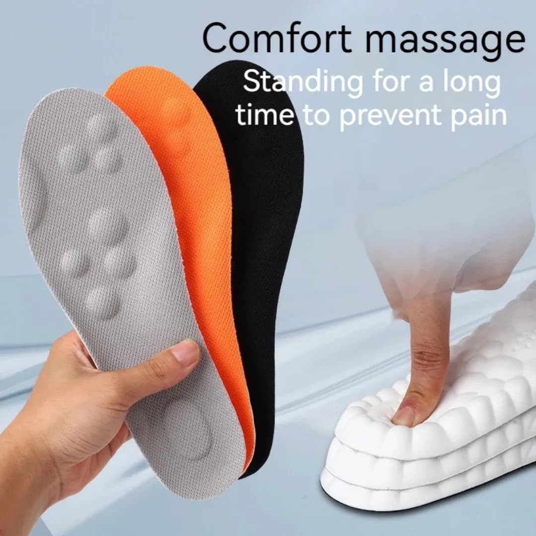 PU Leather Massage Insoles Black 39-45