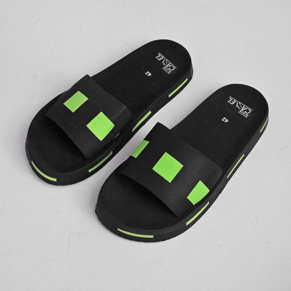 Black Camel Box Slides PU Leather Platform Sole Pakistan