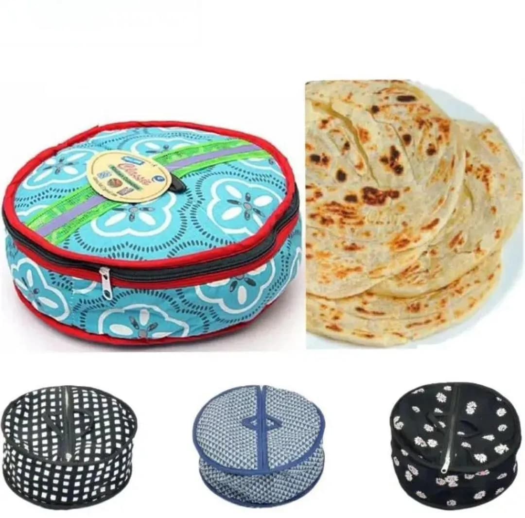 Zipper Roti Cover 2 Pcs Cotton Multicolor 25x25x10cm