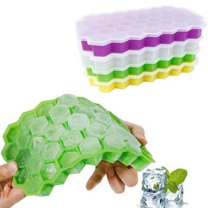 Silicone Ice Cube Tray Set of 2 Multicolor Collapsible Containers