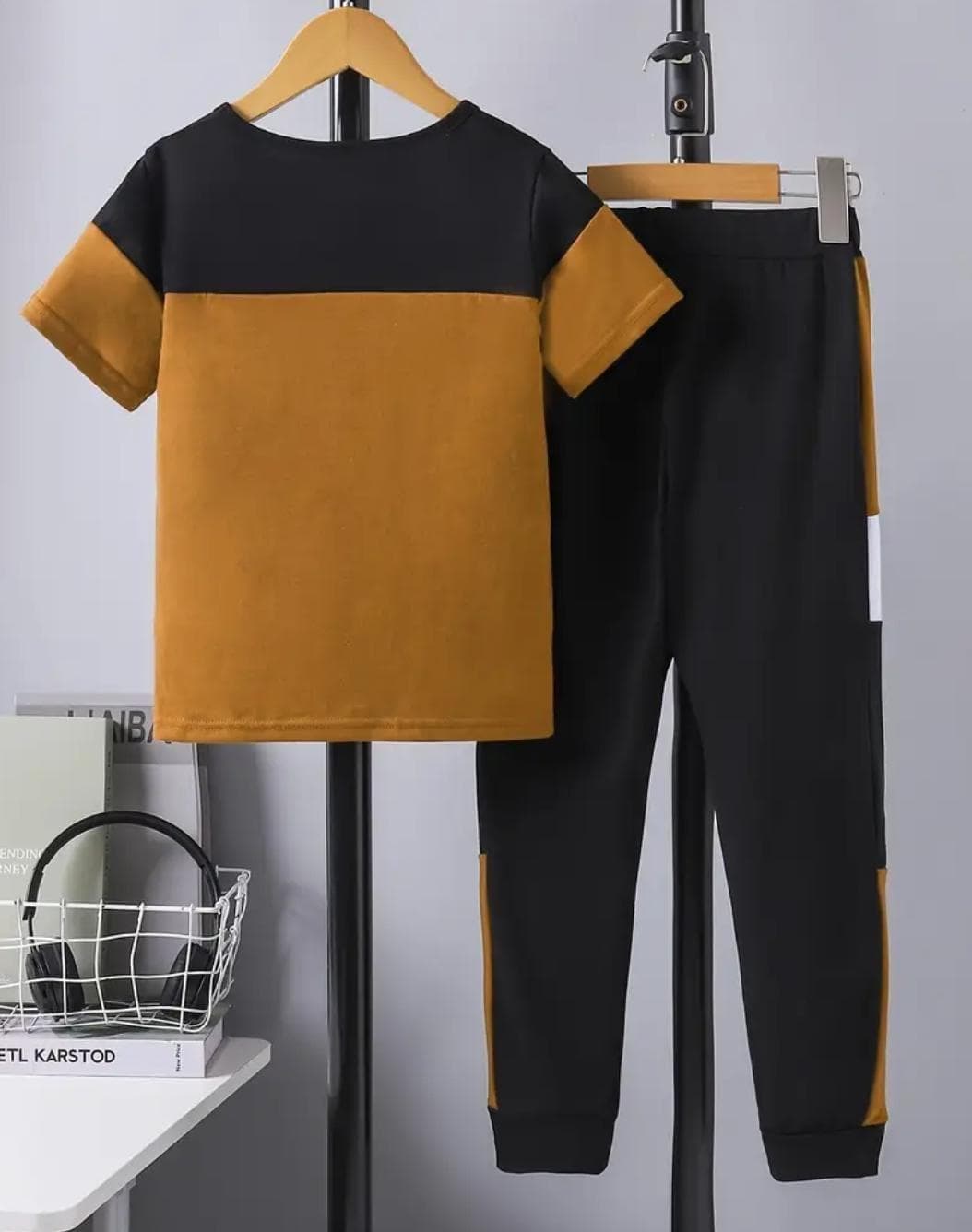 Kids King Print Micro Tracksuit 2 Pcs Black Yellow