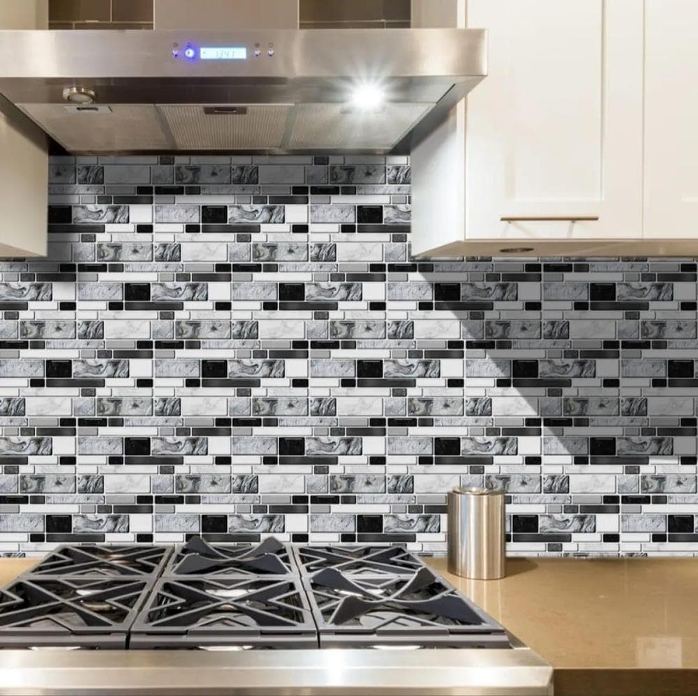96-Piece Marble Wall Sticker Set Black 20x10cm